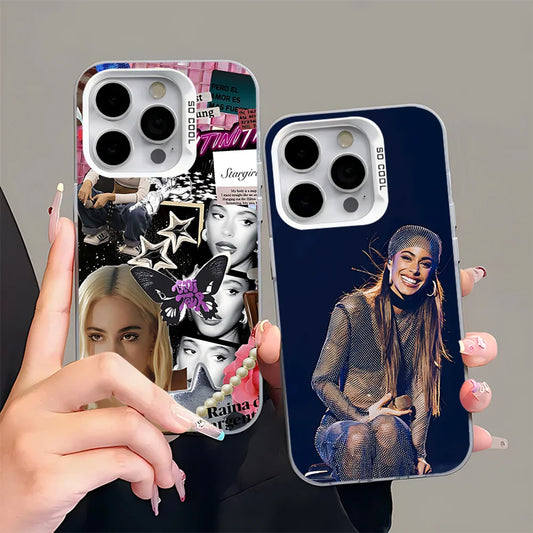 TINI Martina Stoessel Phone Case For iPhone 16,15,14,13,12,11,Pro,Max,Plus,Mini,XS,SE Anti Fall Gray White Matte Hard Bumper