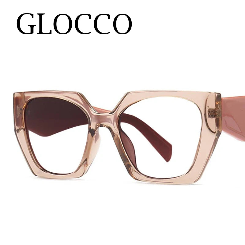 Unique Purple Flower Computer Reading Glasses Women Brand Designer Large Polygon Square Ray Filter Eyeglasses Frames Diopter +3