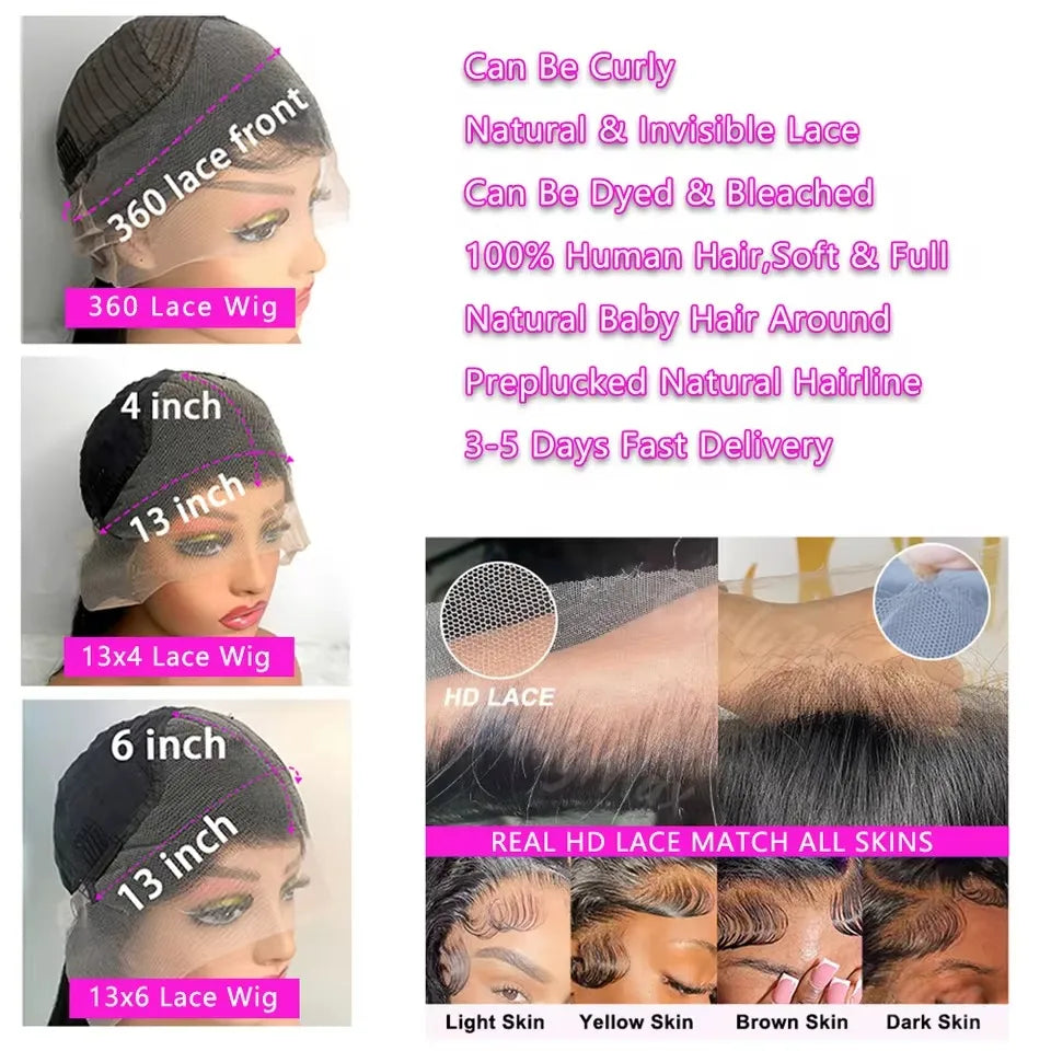 46 44 Inch 13x6 HD Transparent Lace Front Human Hair Wig For Black Women Curly Wig Pre Plucked Deep Wave Water Wave Frontal Wigs