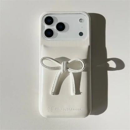 Ins Fashion Cute 3D Bow Phone Case For iphone 17 Pro Max Luxury Down Pink Jacket The Puffer Case For iphone Air Shockproof Cases