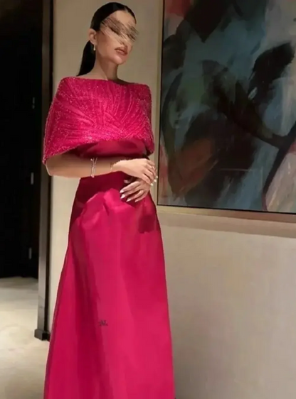 Customized Exquisite Off-the-shoulder Sheath Evening Dresses Stole ertically open back Lace s Anke length Prom  vestidos  فساتين