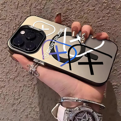 Fashion Lovely Design Magsafe Magnetic Case for G-Gertrudes iPhone 11 12 13 14 15 16 Pro Max Plus Silver Plated Anti Fall Cover