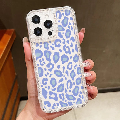 Colorful Leopard Print Diamond Case For iPhone 16 Pro Max Clear Soft Cover Coque For iPhone 11 12 13 14 15 Pro Max 16e 17 Air