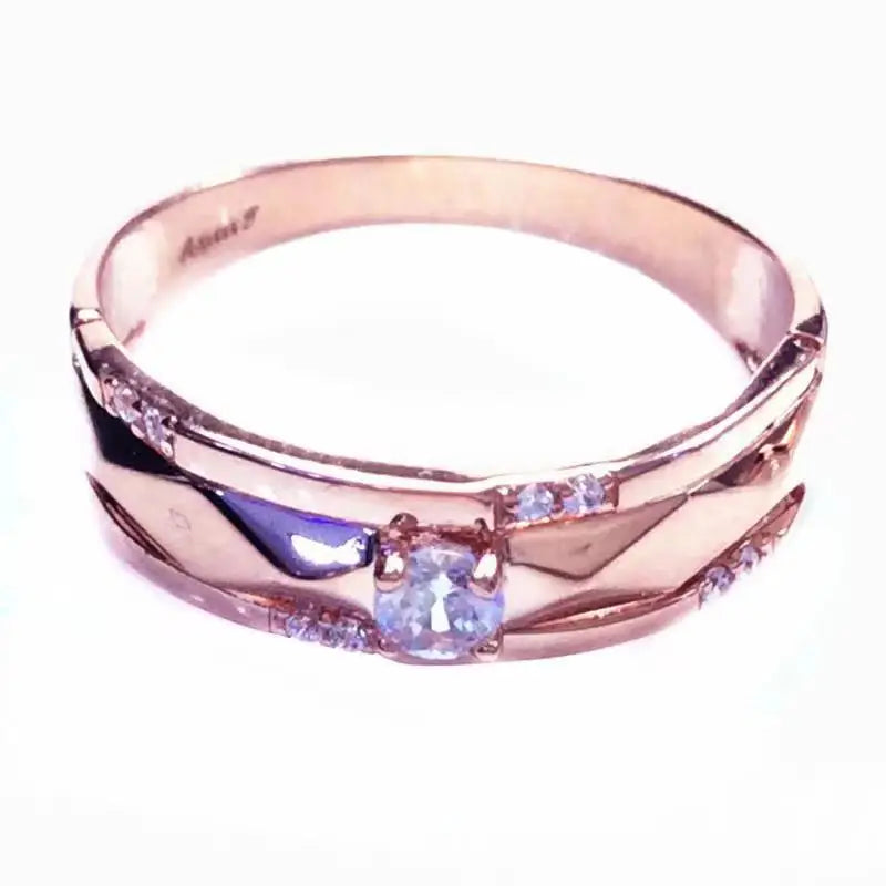 585 Purple Gold 14K Rose Gold Inlaid Gemstone Crystal Rings For Women Fashion Neutral wind Charm Couple Party Jewelry Gift