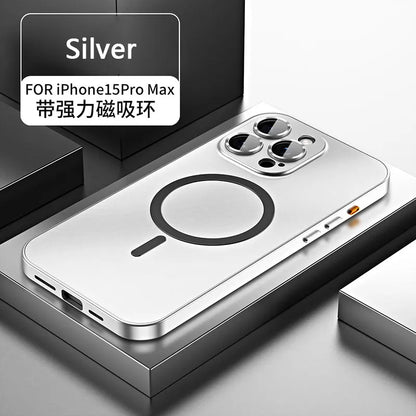 Aluminum Metal Frame Magnetic Case For iPhone 17 13 14 15 16 Pro Max Plus Magsafe Wireless Charging Lens Film PC Backboard Cover