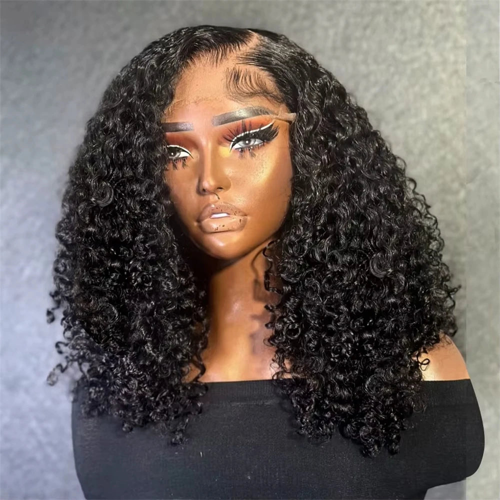 210% Density 13x4 Lace Frontal Kinky Curly Bob Wig 4x4 Lace Closure Loose Deep Wave Lace Front Human Hair Wigs Bob Pre Plucked