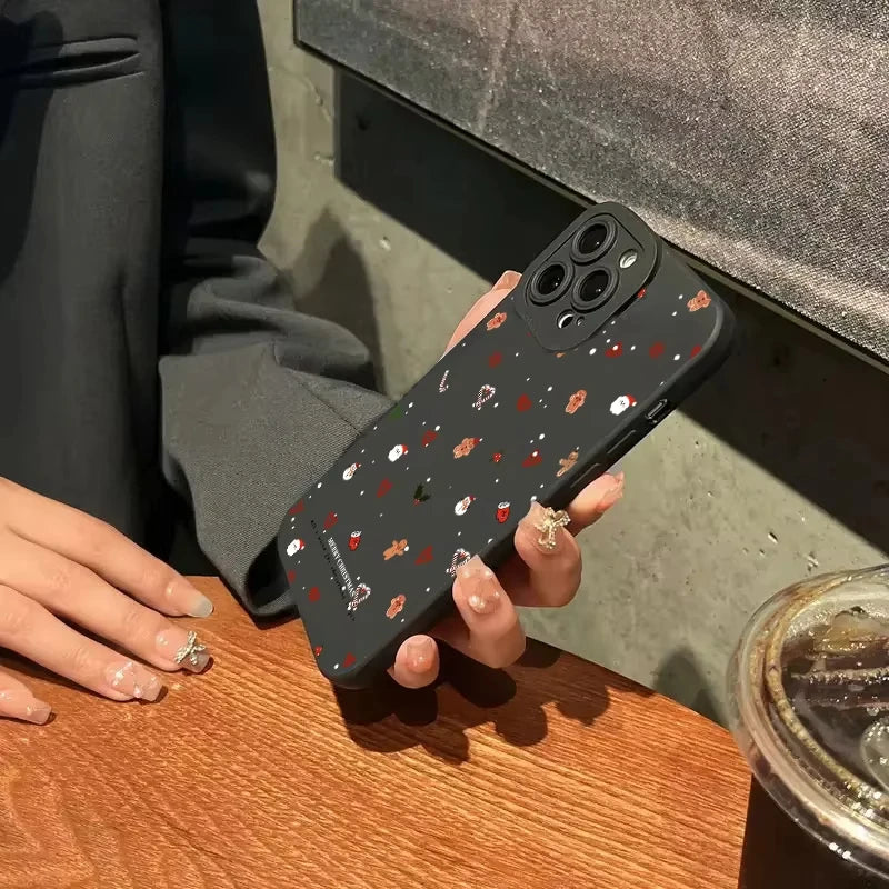 Cute Christmas Pattern Phone Case For iPhone 11 12 13 14 15 16 17 Pro Max 17 Air 16E XS X XR 7 8 Plus SE Shockproof Soft Cover