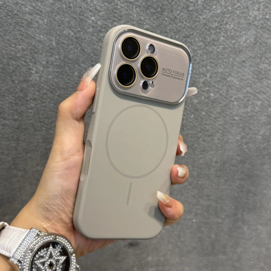 Luxury Liquid Silicone With Crystal Lens Protection Phone Case For iPhone 17 16 15 14 Pro Max 13 Magnetic Wireless Charge Cover