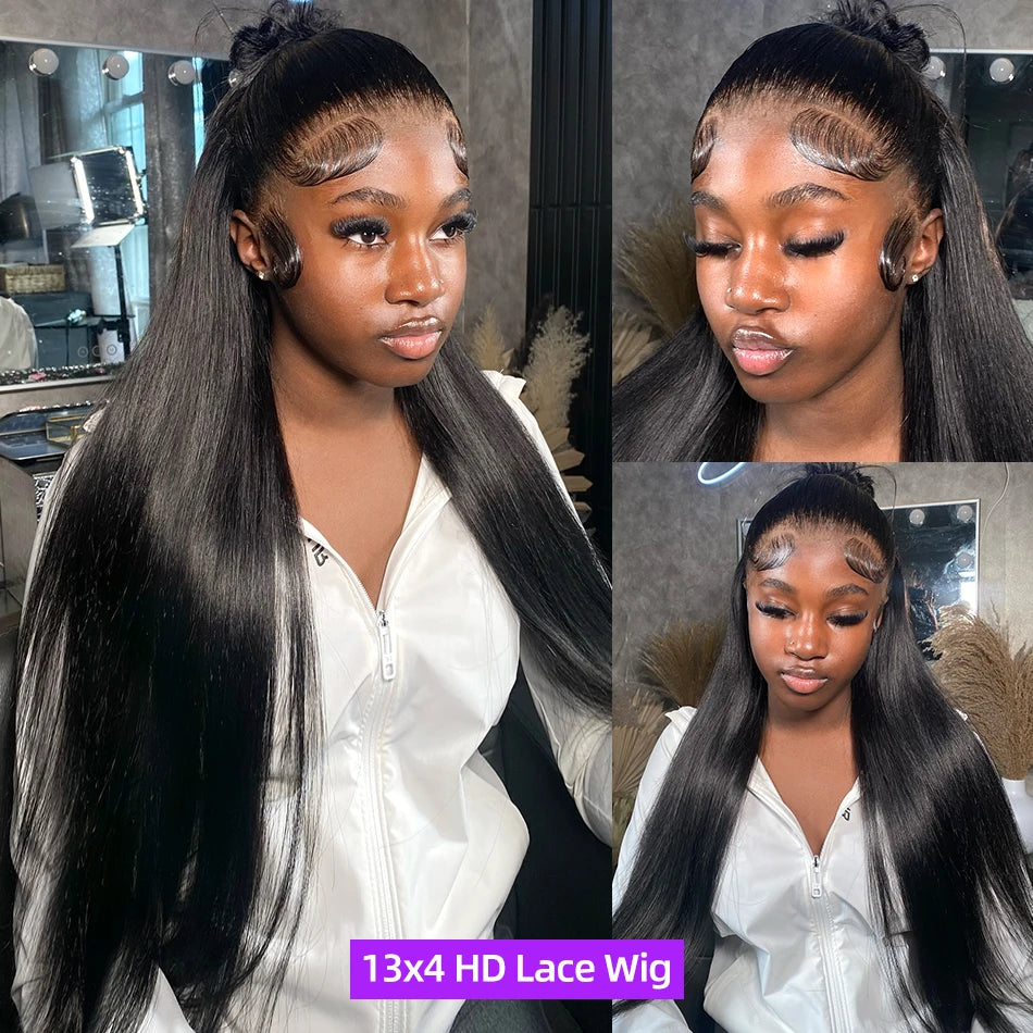 30 40 inch Pre Cut Wear and Go Glueless Wig Bone Straight 13x4 Lace Front Human Hair Wigs Pre Plucked Soft 13x6 Lace Frontal Wig