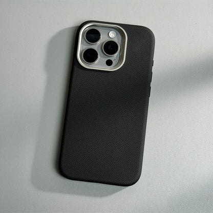 Alloy Lens Diamond Relief Leather MagSafe Phone Case For iPhone 15 16pro max 16 14 Pro 13 Wireless Charging Magnetic Hard Cover