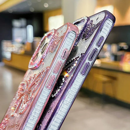 Butterfly Glitter Phone Cases For IPhone 17 16 Pro Max 15 14 13 12 11 Rhinestone Back Cover