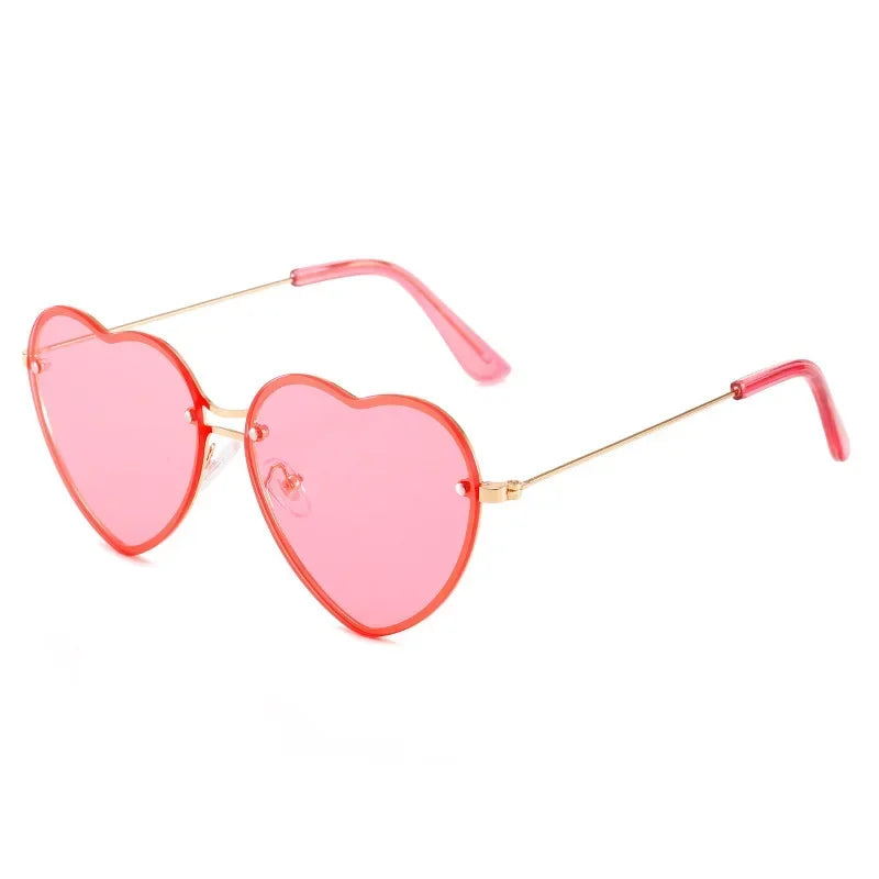 Heart Shaped Sunglasses Metal Women Brand Designer Fashion Rimless LOVE Clear Ocean Lenses Sun Glasses