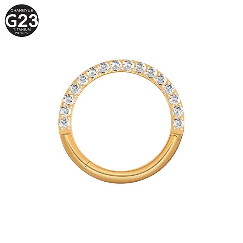 ASTM F136 G23 Titanium Piercing CZ Clicker Septum Hoops Nose Rings Conch Tragus Ear Nose Helix Piercing Body Jewelry Earring 16g