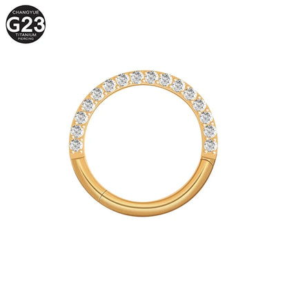 ASTM F136 G23 Titanium Piercing CZ Clicker Septum Hoops Nose Rings Conch Tragus Ear Nose Helix Piercing Body Jewelry Earring 16g