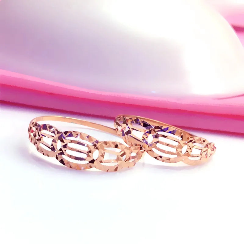 585 purple gold plated 14k rose gold shiny engagement rings for women exquisite Japanese and Korean style high-end jewelry