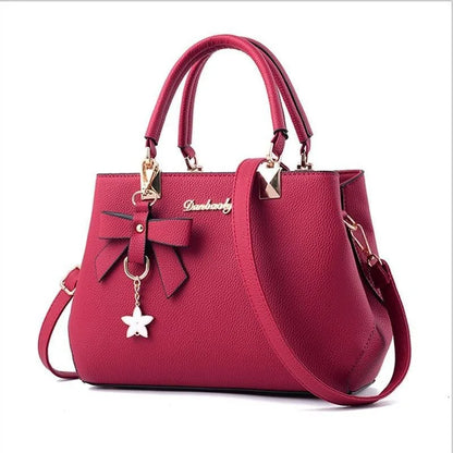 Elegant Women Messenger Bags with flower pendant Office Ladies Totes Pure Handbag for female Crossbody Shoulder Bags.