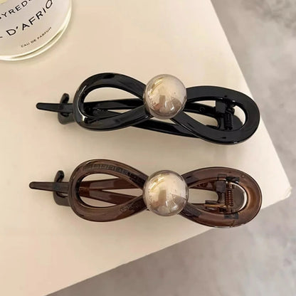 1PC New Twisted Hair Clip Plastic Imitation Pearl Hairpin Twisted Design Hairpin Barrettes Women Hair Accessories Black