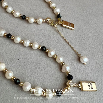 Classic Temperament Natural 5-6mm Freshwater Pearl Necklace Bracelet For Women  Copper Plated 14k Gold Accessories