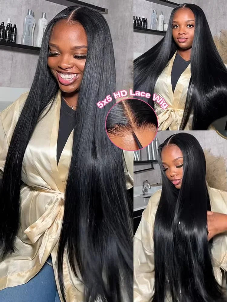 30 32 Inch 300 Density Bone Straight 13X4 Hd Lace Frontal Wig Wear Go 5x5 Glueless Wig Pre Plucked 100% Human Hair For Women