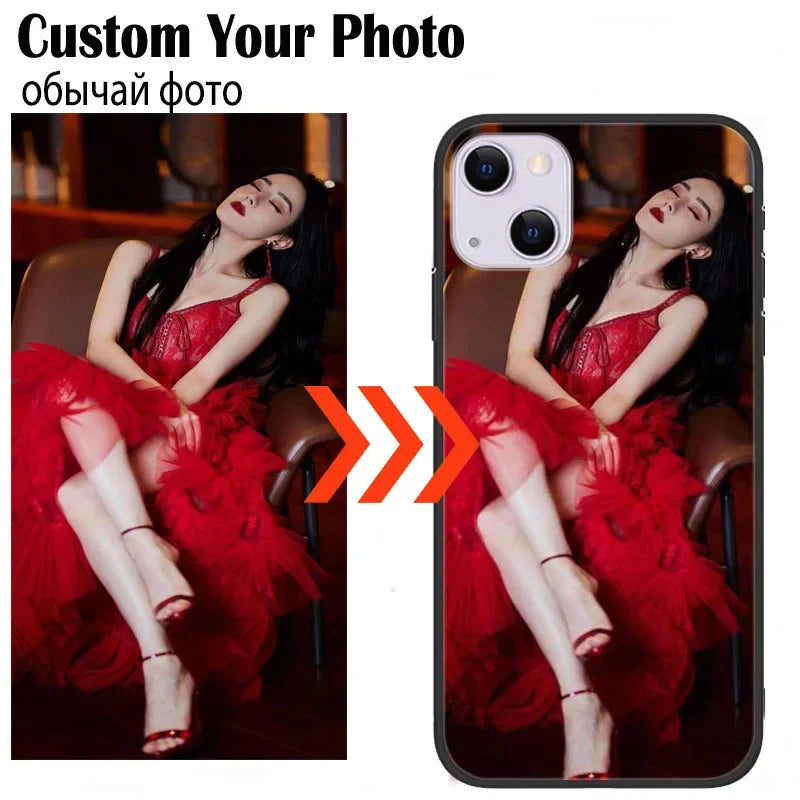 Custom Phone Cases For iphone 16 e 14 Pro Max 13 Mini 15 Plus Glass Silicone Cover Customized Photo Personalized Pictures Fundas