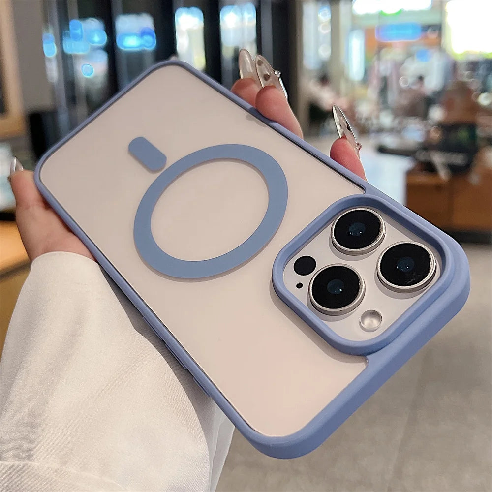 iPhone 16 15 14 Pro Max Plus 13 12 Mini 11 XS XR 7 8 Magnetic Wireless Charge Cases Cover Luxury Magsafe Transparent Case For