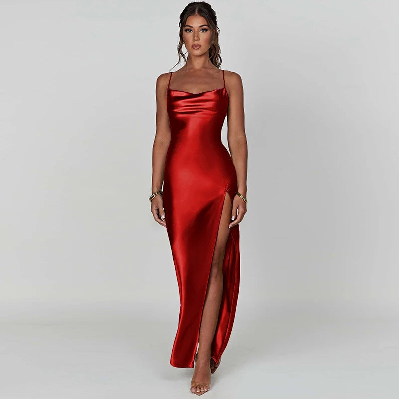 Cross border sexy evening dress from Europe and America, elegant and stylish slit dress