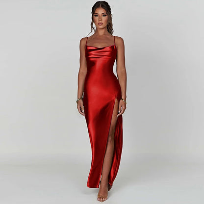 Cross border sexy evening dress from Europe and America, elegant and stylish slit dress