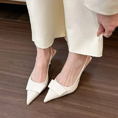 Pointed Toe Heeled Sandals Women Elegant Shallow Mid Heels Fashion Pumps Spring 2025 Trend Designer Dress Party Lady