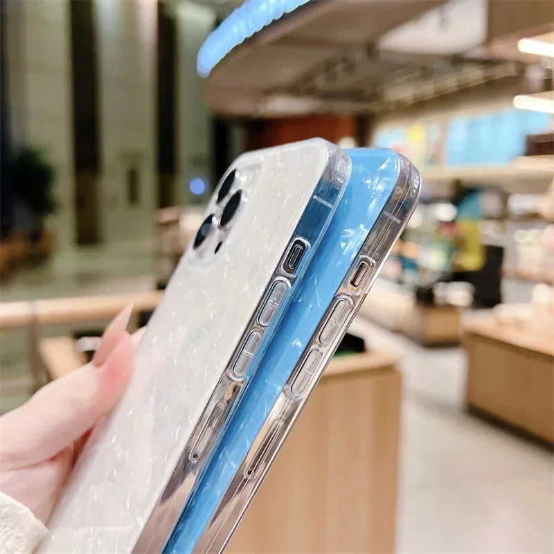 Glitter Marble Silicone Case For iphone 17 Air 16 16E 15 14 12 13 Mini 11 Pro Max Plus Silicone Soft TPU Back Phone Cases Cover