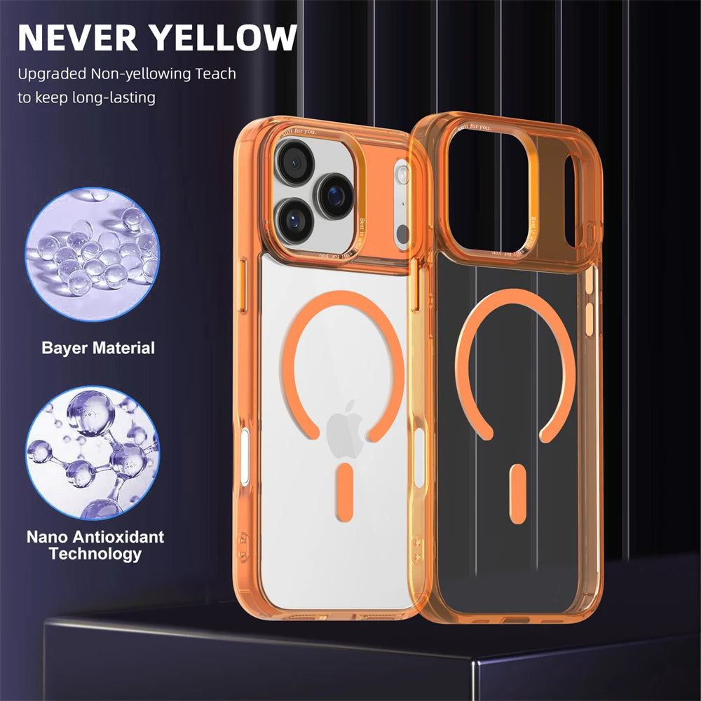 Luxury Anti-Yellow Strong Magnetic Case for iPhone 17 Pro Max Air 16 15 14 13 12 11 Magsafe Shockproof Wireless Charging Cover