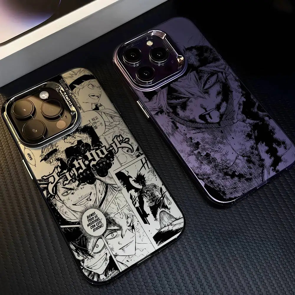 B-Black Clover Asta Fishion Phone Case For IPhone 17 16 15 14 13 12 11 Pro Max Air Multicolor Matte Laser Metallic Aurora Funda