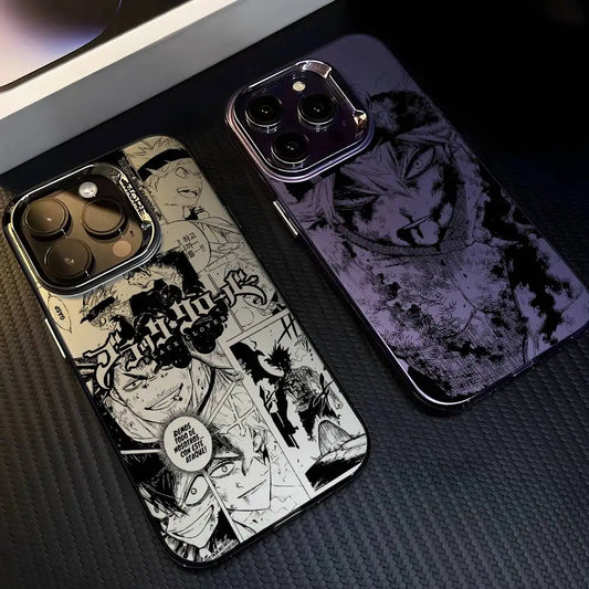 B-Black Clover Asta Fishion Phone Case For IPhone 17 16 15 14 13 12 11 Pro Max Air Multicolor Matte Laser Metallic Aurora Funda