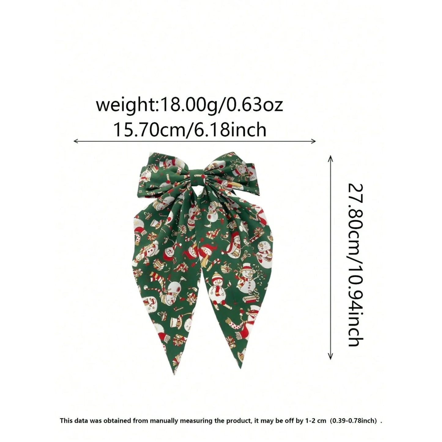 1pc Christmas Bowknot Long Tail Hair Clip, Polyester Fiber Material, Fashionable & Casual Hair Accessory, Suitable For Daily Com