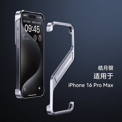 For Iphone 14 15 16 Pro Max Metal Invisible Holder Phone Case S Type Aluminum Rimless Phone Cover Heat Dissipation Stand Shell