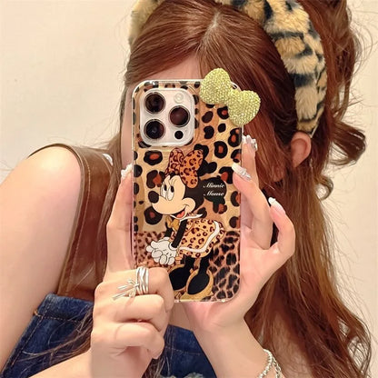 Kitty Minnie Bowknot for OPPO A40 A80 A79 A15 A16 A17 A18 A38 A58 A78 A54 A74 A94 A77S A57 Cartoon Lustre Flash Lines Phone Case