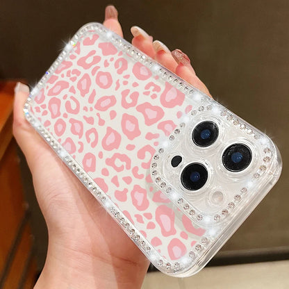 Colorful Leopard Print Diamond Case For iPhone 16 Pro Max Clear Soft Cover Coque For iPhone 11 12 13 14 15 Pro Max 16e 17 Air