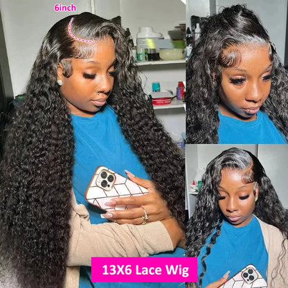 Deep Wave Frontal Wig 13x6 Hd Lace Loose Wave Wigs Brazilian Hair Natural Hairline Pre Plucked 40 Inch Lace Front Human Hair Wig