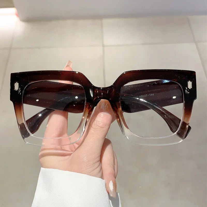 Large Square Frame Clear Lens Glasses Anti Blue Light Spectacles Optical Square Computer Big Eye Glasses Frame Eyewear