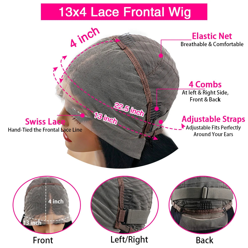 Curly Short Bob Wig 13x4 HD Lace Transparent Frontal Human Hair Wig Brazilian Remy 100% Human Hair Natural Color 8-14 Inch