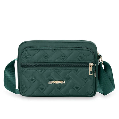 Large Capacity Embroidered Crossbody Bag Love Heart Pattern Elegant Middle Aged Shoulder Bag Lattice Casual Woman Messenger Bag.