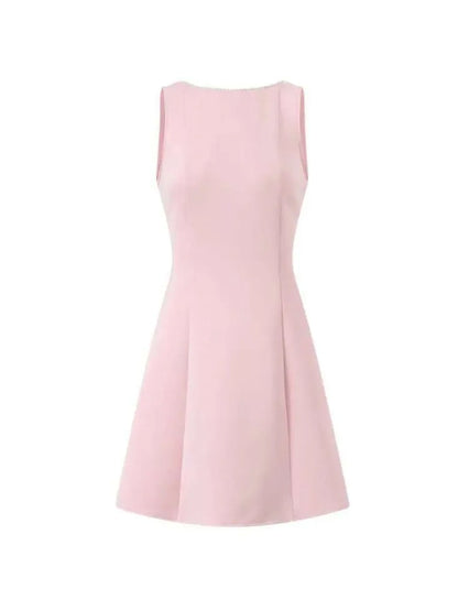 Elegant Pearl Bow Backless Sexy Mini Dress Women's Luxury Party Short Dresses White Black Pink Birthday Evening Wedding P4ZQ