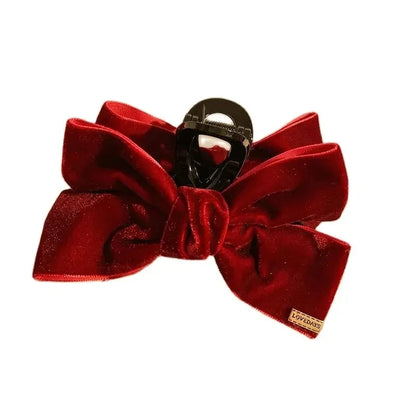 1pc black velvet bow hair clip, autumn and winter high-end feeling, hair grab, large versatile temperament, shark clip