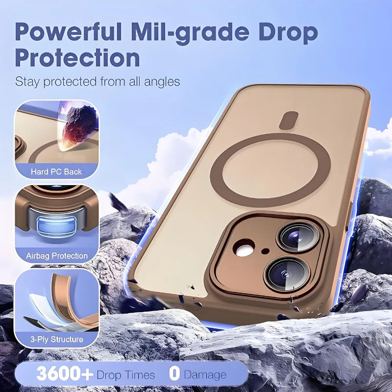 Magsafe Magnetic Luxury Armor Shockproof Case For iPhone 17 Air 16 15 14 13 12 11 Pro Max Matte Transparent Hybrid Hard Cover