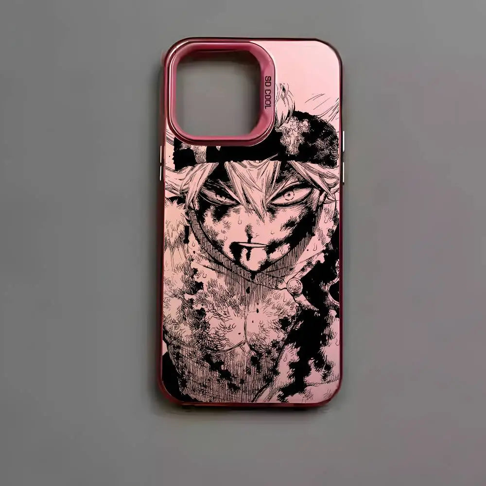 B-Black Clover Asta Fishion Phone Case For IPhone 17 16 15 14 13 12 11 Pro Max Air Multicolor Matte Laser Metallic Aurora Funda