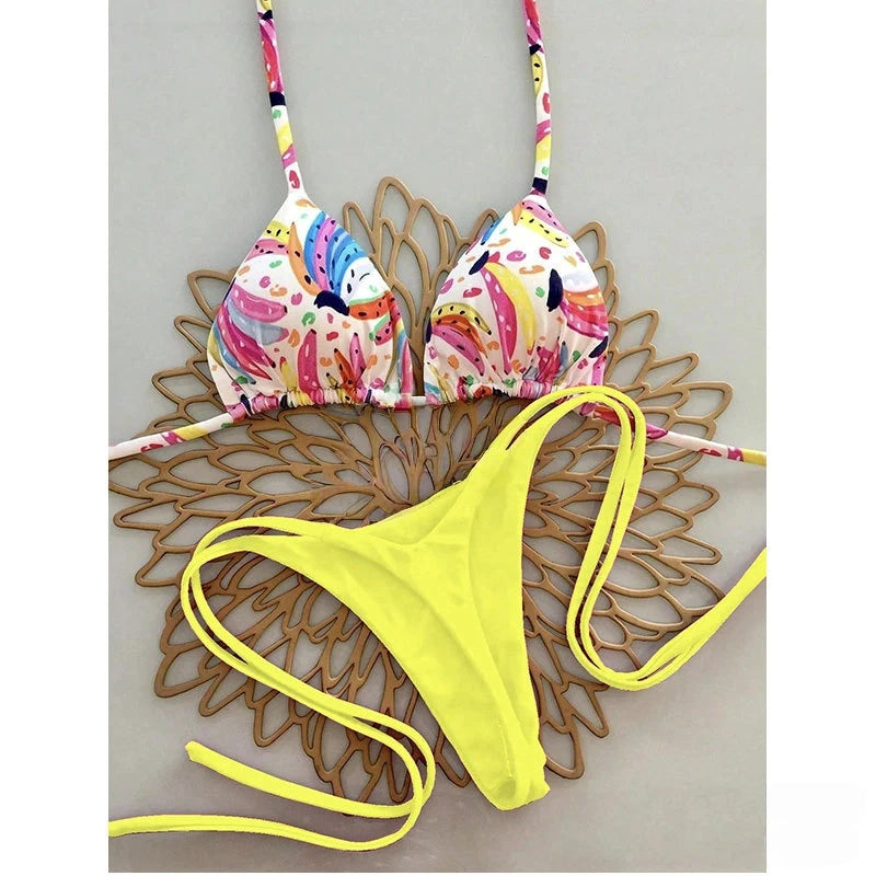 Bikini Print Swimsuit Beach Sexy Ladies Swimwear Seaside Vacation