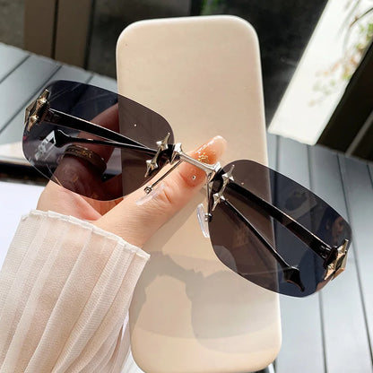 Frameless Star Metal Sunglasses Oval Premium Rimless Sunglasses Y2K Spicy Hot Girl Ins Trendy Sun Glasses Female Gafas De Sol