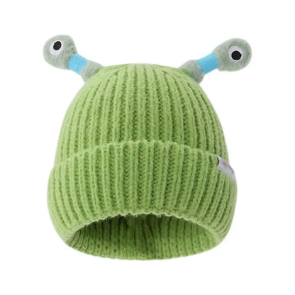Luminous Led Light Little Monster Eyes Hat Beanie For Women Girls Cute Cartoon Antenna Winter Warm Funny Knitted Woolen Hat