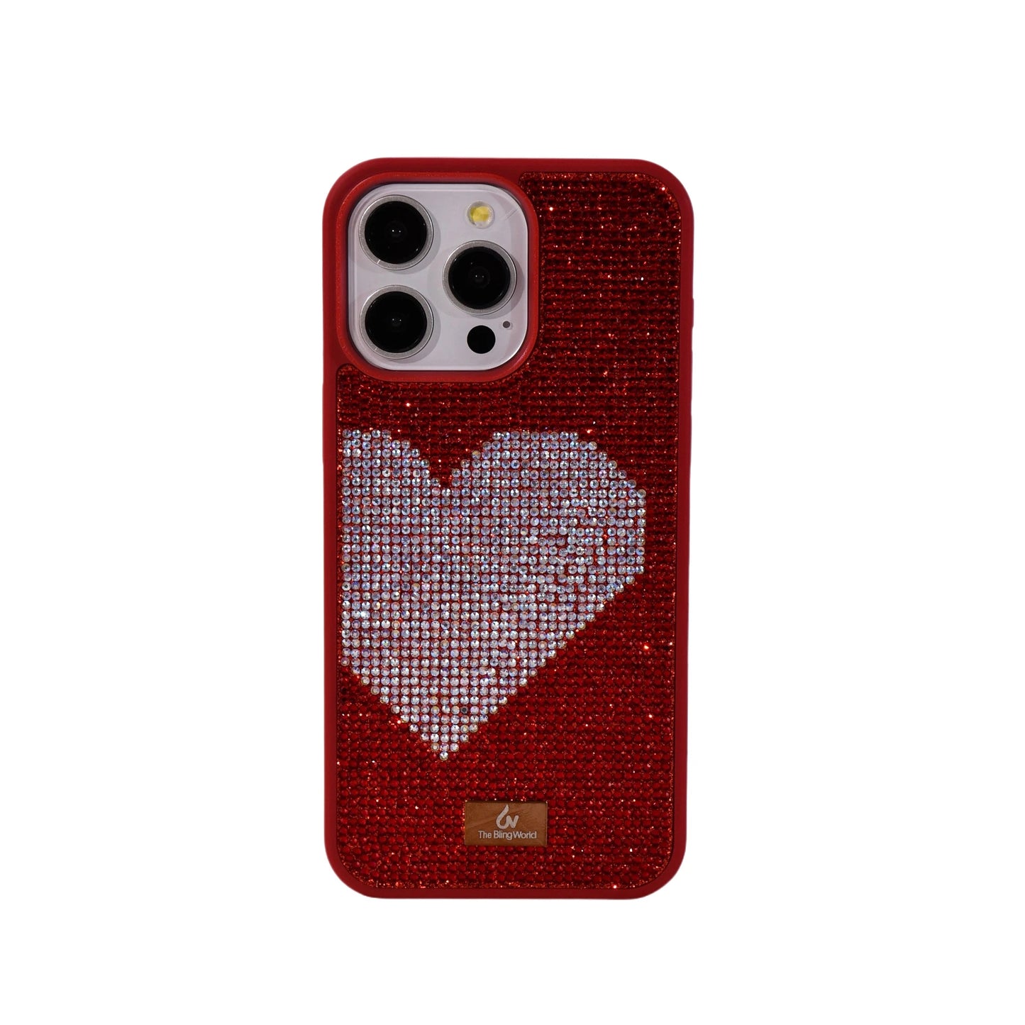 Glitter Diamond Half Heart Case For Iphone 17 16 Pro Max 15Plus 14 13 Air Tpu Bezel Full Cover Ladies Elegant Glitter Phone Case