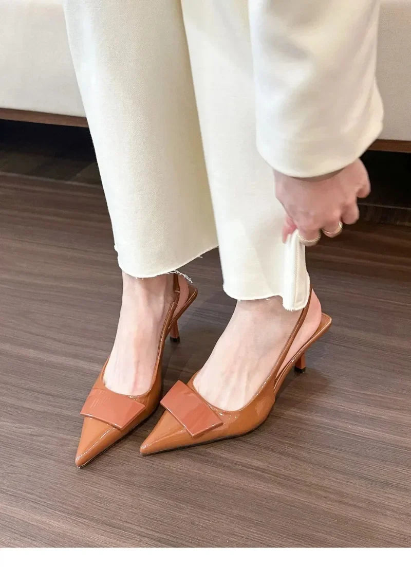 Pointed Toe Heeled Sandals Women Elegant Shallow Mid Heels Fashion Pumps Spring 2025 Trend Designer Dress Party Lady