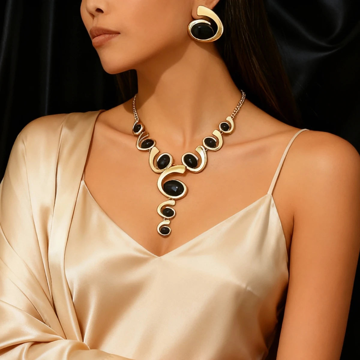 3pcs Elegant Vintage Jewelry Set for Women Sparkling Rhinestones Necklace Shiny Crystal Choker Bridal Wedding Earrings Party